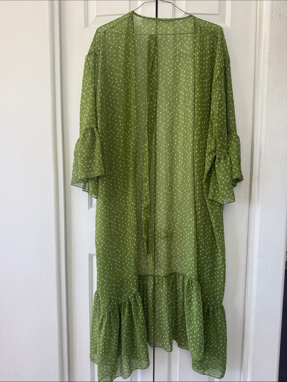 Green Polka Dot Sheer Kimono Cover Up